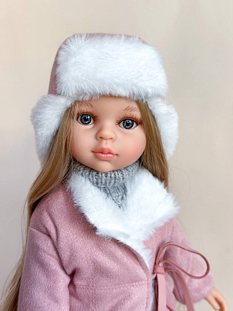 Шапка Ушанка  для куклы Paola Reina 33 см, розовая